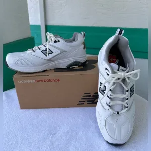 New Balance Mens 9D Women’s 10.5W 845 Walking Shoes White Gray Low Top L…