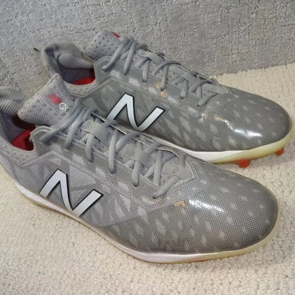 New Balance Mens Size 14 US Gray Low-Cut TPU Baseball Cleat Shoes COMPV1