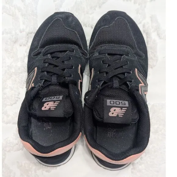 New Balance Women's 500 Sneakers – Black &amp; Peach – Size 7 – Pre-owned