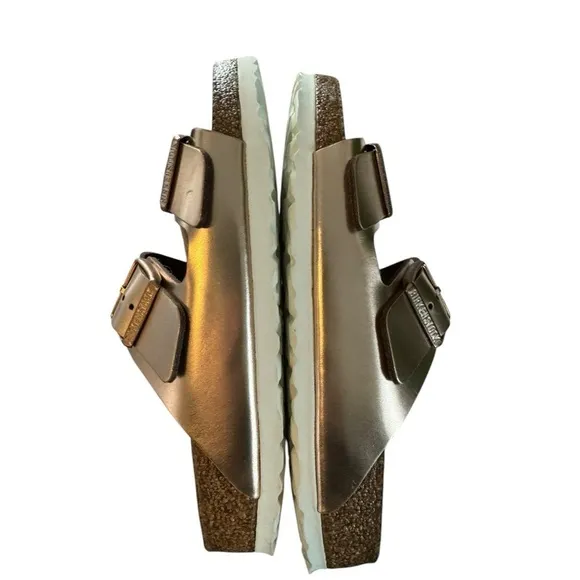 New! Birkenstock Arizona Soft Foot Bed Metallic Leather 38 Medium Narrow