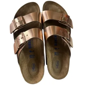 New! Birkenstock Arizona Soft Foot Bed Metallic Leather 38 Medium Narrow