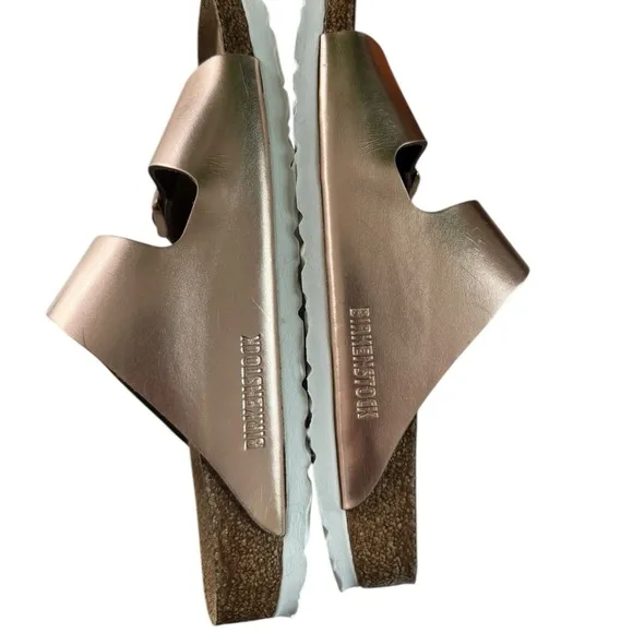 New! Birkenstock Arizona Soft Foot Bed Metallic Leather 38 Medium Narrow