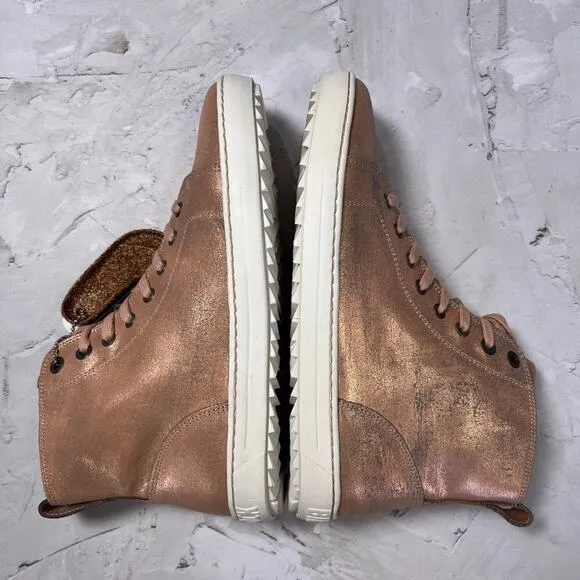NEW Birkenstock Bartlett Metallic Rose High Top Sneakers SIZE 38 US 7 Narrow NIB
