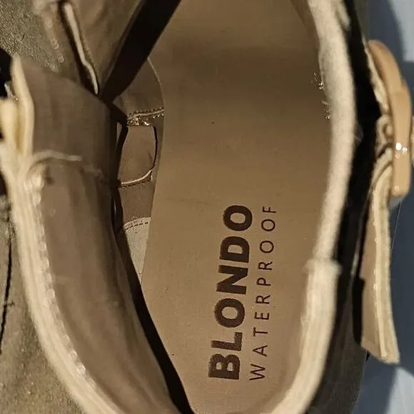 NEW Blondo Tamzin Ankle Bootie Waterproof Heeled Boot Tan Suede Size 9