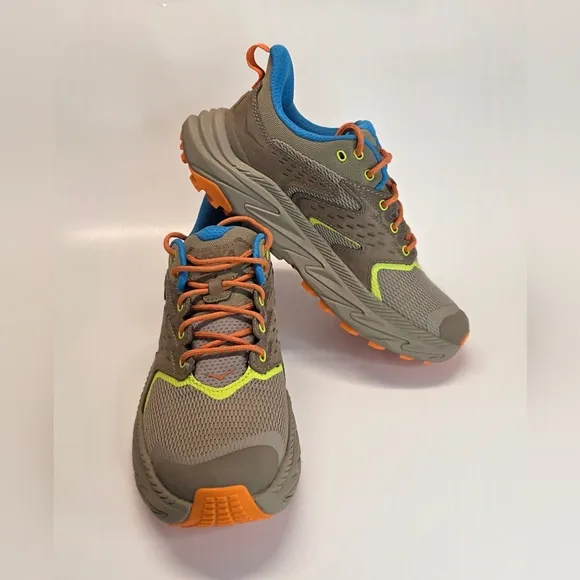 New Boys' Hoka One Anacapa 2 Low GTX Hiking Sneaker Dune Vibrant Orange Size 6