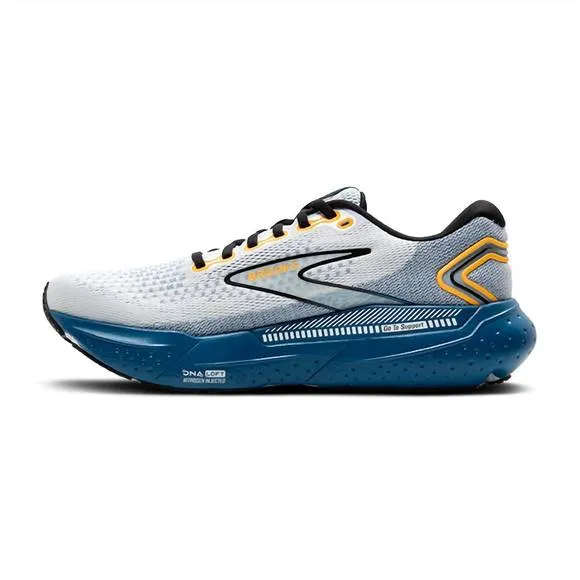 NEW BROOKS men's glycerin gts 21 shoes in white/sapphire/orange
