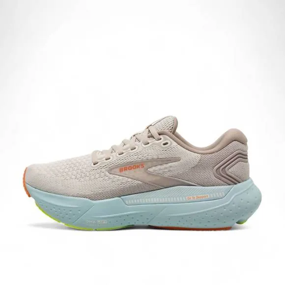 NEW BROOKS women's glycerin gts 21 running shoes in coconut/aqua/sunset