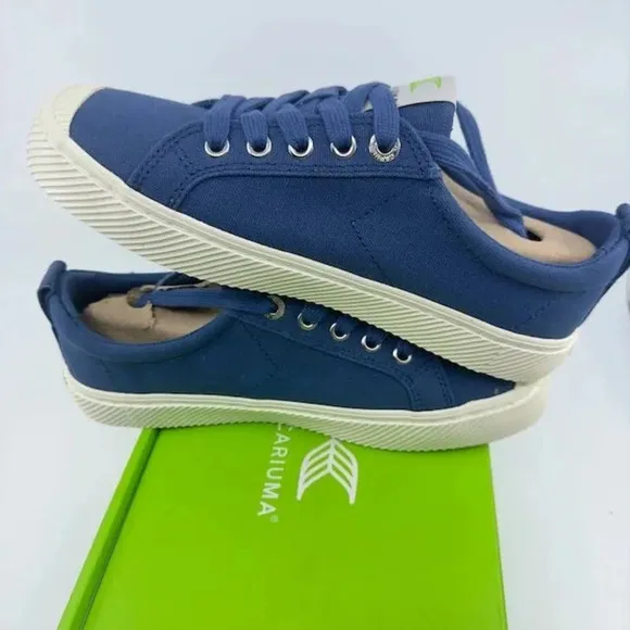 NEW Cariuma Oca Low Top Lace Up Canvas Sneakers Shoes Shadow Blue Unisex W7.5 M6