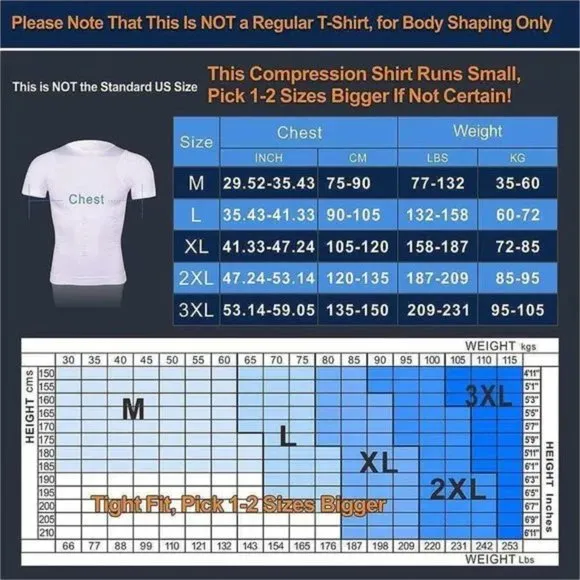 New 𝅺Compression Shirt Undershirt Slimming White