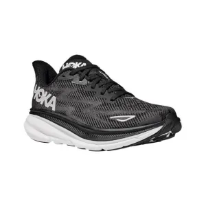NEW HOKA men's clifton 9 shoes in black/white