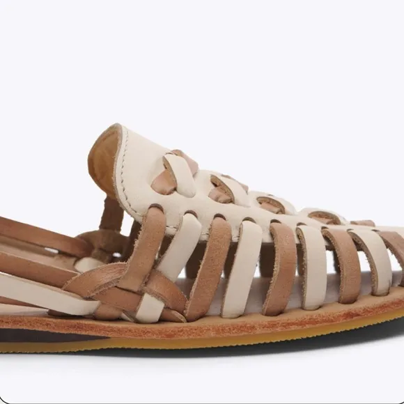 NEW IN BOX Nisolo Women’s Huarache Sandal in Bone/Almond Colorblock, Size 8