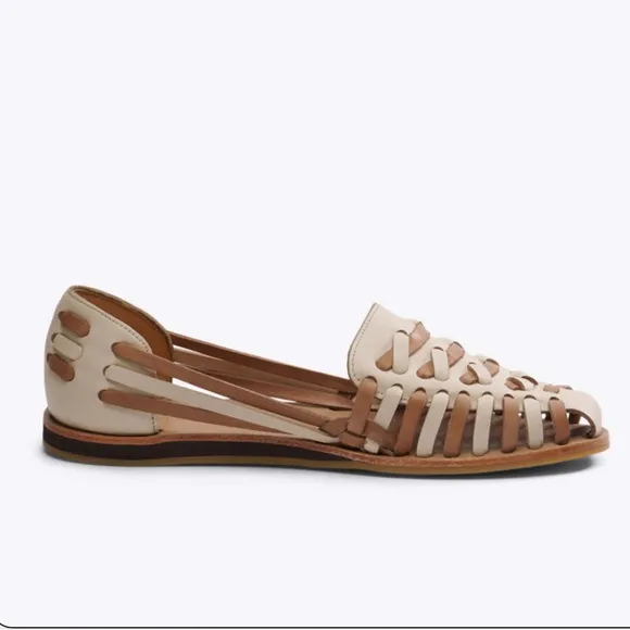 NEW IN BOX Nisolo Women’s Huarache Sandal in Bone/Almond Colorblock, Size 8