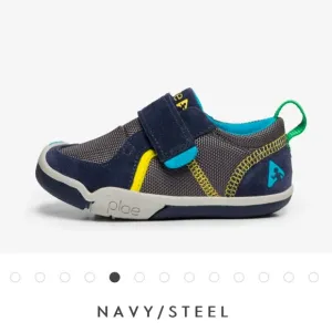 New in Box Plae Ty shoes in Navy/Steele size 4 Youth