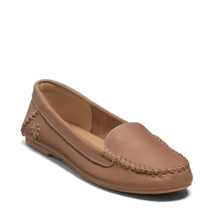 New! JACK ROGERS Women's Millie Leather Moccasin Mocs Flat Shoes Luggage Brown