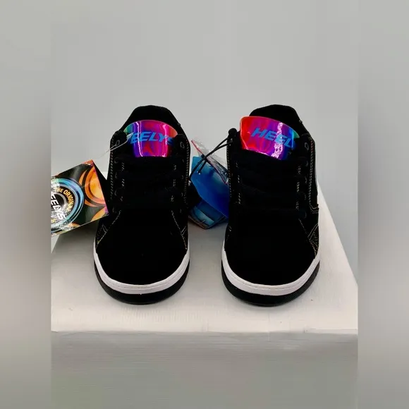 🌹New Listing🌹NWT Heelys Propel 2.O Black/Rainbow Foil Skate Shoes with Wheels