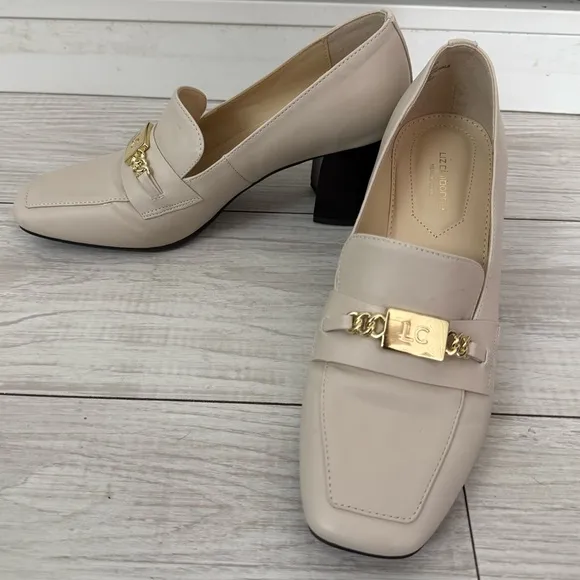 NEW LIZ CLAIBORNE Comfort Classic Size 7.5 Cream Gold Buckle Mary Jane Shoes