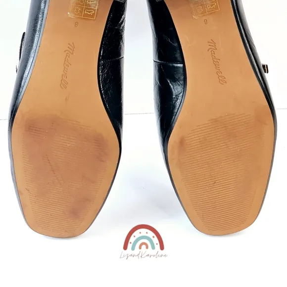 New! Madewell The Nettie Heeled Mary Jane Black Leather Shoes 8