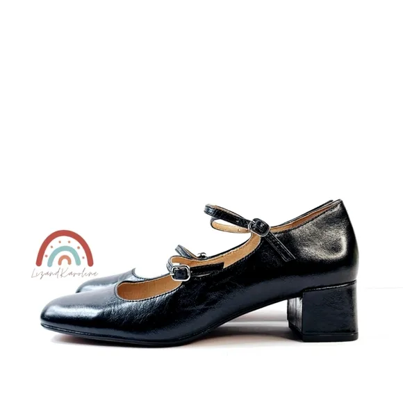 New! Madewell The Nettie Heeled Mary Jane Black Leather Shoes 8