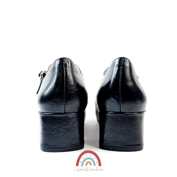 New! Madewell The Nettie Heeled Mary Jane Black Leather Shoes 8