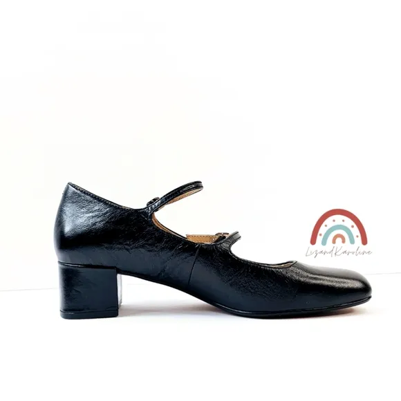 New! Madewell The Nettie Heeled Mary Jane Black Leather Shoes 8