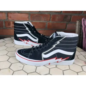 New Men's 13 VANS Black &amp; Racing Red Bolt SK8 HI Tops Shoes Skate