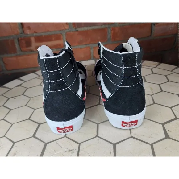 New Men's 13 VANS Black &amp; Racing Red Bolt SK8 HI Tops Shoes Skate