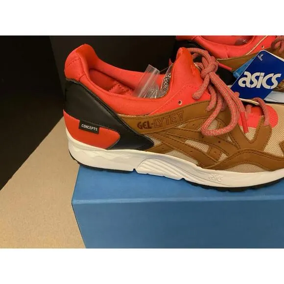 New! Mens Asics x Concepts Gel Lyte V Coral/Chestnut Athletic Shoes. Size 8.
