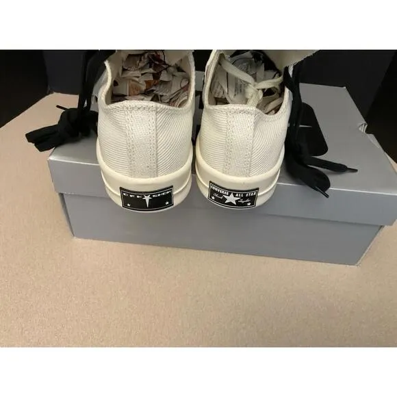New! Mens Converse Rick Owens x TURBODRK Chuck 70 Low 'Lily White. Size 9.5.