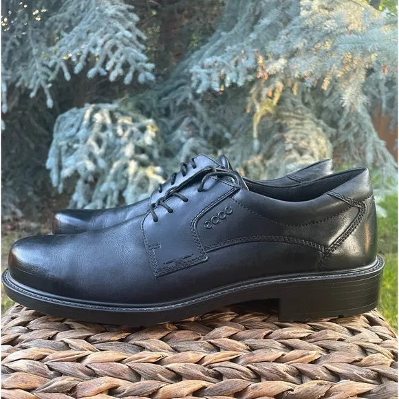 NEW Men’s Ecco Black Leather Oxford Dress &amp; Business Office Shoes. EU 44 US 10
