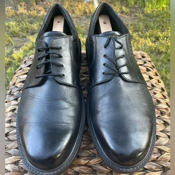 NEW Men’s Ecco Black Leather Oxford Dress &amp; Business Office Shoes. EU 44 US 10