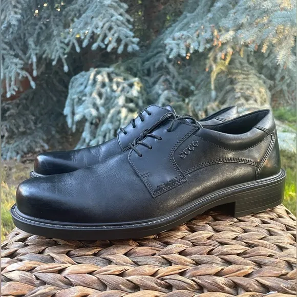 NEW Men’s Ecco Black Leather Oxford Dress &amp; Business Office Shoes. EU 44 US 10