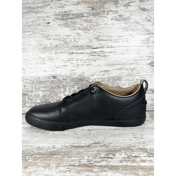 NEW Men's Lacoste Bayliss Black Leather Low Top Sneakers Sz 12