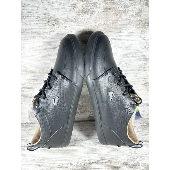 NEW Men's Lacoste Bayliss Black Leather Low Top Sneakers Sz 12