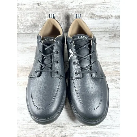 NEW Men's Lacoste Bayliss Black Leather Low Top Sneakers Sz 12