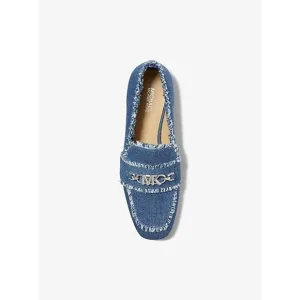NEW MICHAEL KORS TIFFANIELO FRAYED BLUE DENIM DISTRESSED FLATS SUMMER STAPLE SZ6