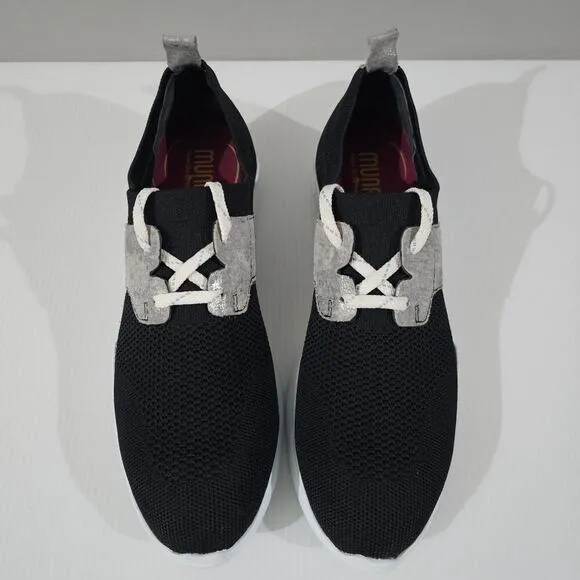 NEW Munro Sandi Sneaker Slip On Black Knit Cloud Gray Size 8.5 Narrow