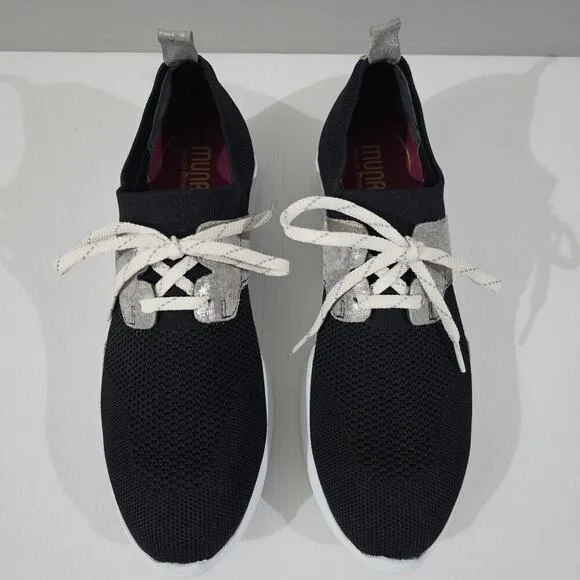 NEW Munro Sandi Sneaker Slip On Black Knit Cloud Gray Size 8.5 Narrow