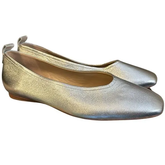 New Naturalizers 27 Edit Silver Leather Flats Women's Size 7.5 W Ballet Wide