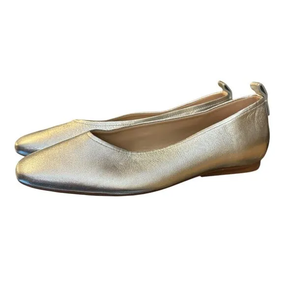 New Naturalizers 27 Edit Silver Leather Flats Women's Size 7.5 W Ballet Wide