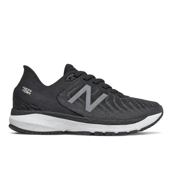NEW NEW BALANCE kids fresh foam 860v11 running shoes in black/white