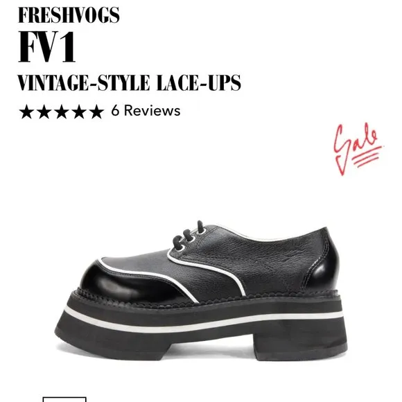 NEW NIB Fluevog Fresh Vogs FV1 Vintage Style Lace Ups Black White Size 7 RETRO