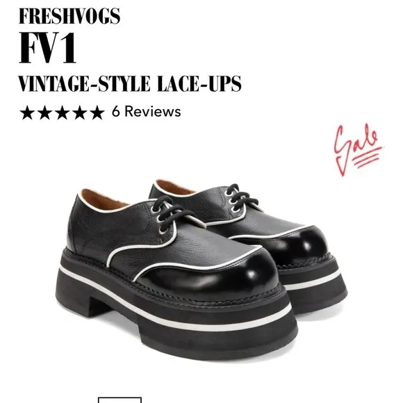 NEW NIB Fluevog Fresh Vogs FV1 Vintage Style Lace Ups Black White Size 7 RETRO