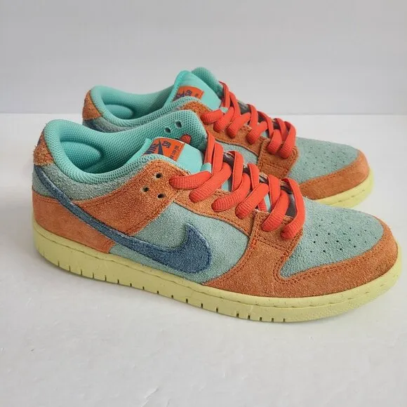 NEW Nike SB Dunk Low Shoes DV5429-800 Size 7.5 Orange Emerald Rise