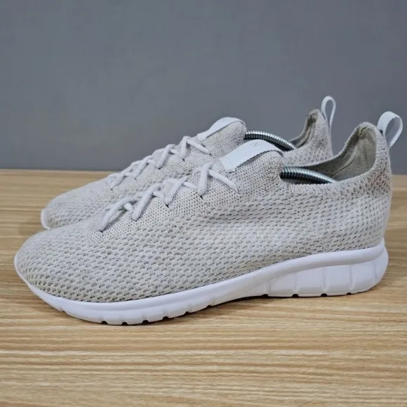 NEW Nisolo Athleisure Eco Knit Sneaker Womens Shoe Oatmeal White Size 7.5