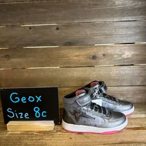 New NWOB Little Kids Geox Gray Leather High Top‎ Star Sneakers Shoes Size 8 C