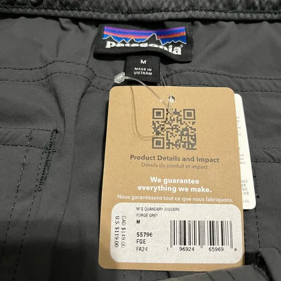 New Patagonia Quandry Joggers Pants Forge Grey Mens Medium M 40  UPF NWT