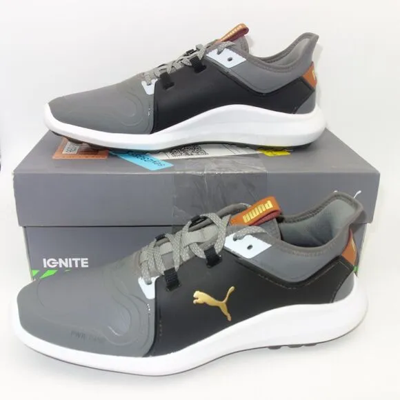 NEW PUMA IGNITE FASTEN8 Spikeless Golf Shoes Men's 7 Black Gray Gold