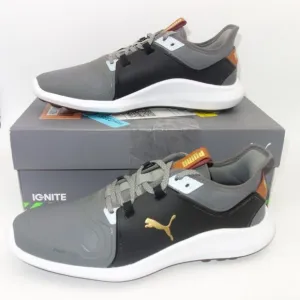 NEW PUMA IGNITE FASTEN8 Spikeless Golf Shoes Men's 7 Black Gray Gold