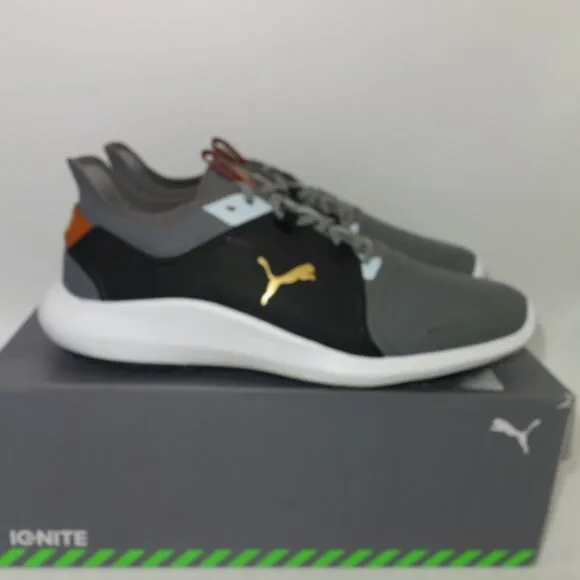 NEW PUMA IGNITE FASTEN8 Spikeless Golf Shoes Men's 7 Black Gray Gold