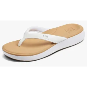 NEW REEF Women's Cushion Cloud Flip Flop Sandal 11 White/Tan puffy padded strap